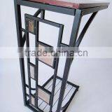 RH-4520 Living Room Geometric Design Artificial Slate-Trimmed MDF Top Metal Sofa Side Table thumbnail-2