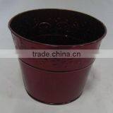 Round Red Zinc Pot thumbnail-1