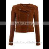 New Arrival High Qualiy Lady Winter Long Sleeve Brown Suede Jacket thumbnail-3