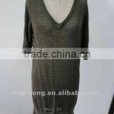 2012 fashion mesh v neck women's sweater dress knitwear