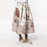 HAODUOYI Women Flower Printing Skirt Casual Midi Elegant High Waist Satin Skirt thumbnail-5