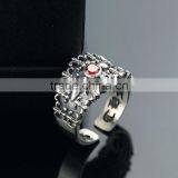 Adjustable Personalized Cool Punk Jewelry Pokerface Silver Red Diamond Fashion Men's Ring thumbnail-5