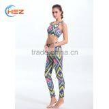 HSZ-017 Yoga Suits Top + Pants Sets Women's Yoga Fitness Wear Sexy Fancy Bra Panty Set Running Sports Mature Women Legging thumbnail-1