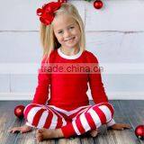 Christmas Red Stripe Kids Pajamas Sets Baby Clothing Set Girls Pajamas Knit Cotton thumbnail-5