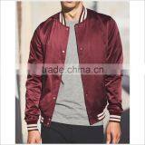 Wholesale Satin Custom Mens Bomber Jackets In Red thumbnail-1