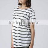 Cheap Double Stripe Short Sleeves Maternity T-shirt Wear With Front Pocket thumbnail-1