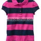 GIRLS STRIPED SHORT SLEEVE POLO T SHIRT
