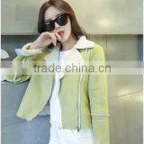 High Quality Custom Sheep Skin Bomber Leather Jacket With Hot Fur Collar thumbnail-3