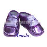 Baby Girls Purple Glitter Bling Bling Crib Shoes NB-18M thumbnail-1