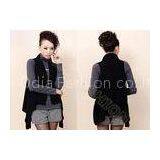 Black Sleeveless Ladies Poncho Sweater With Shawl Collar , Ladies Cardigan Sweaters thumbnail-1