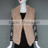 Lady Pretty Short Rabbit Fur Knitted Vest With Square Collar New Style thumbnail-1