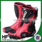 waterproof leather motorcycle boots, Black white red racing boots