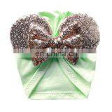 Baby Cotton Toddler Tabbit Ear Hat Kids Set Big Glitter Bow Soft Cute Knot Nursery Beanie Hat Wholesale Girls thumbnail-4