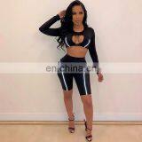 2020 New Arrivals Women Sexy Hollow Out Sportswear Suit Ladies 2 Piece Clothing Set Two Piece Set Women Clothing thumbnail-2