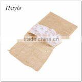 Hessian Burlap Lace Bags Wedding Cutlery Holder Pouch Table Decoration SPT128 thumbnail-1