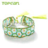 Wholesale Beaded Tassel Green Cotton Tassel Bracelets for Women CLL151 thumbnail-1