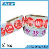 Customized design die cut round shaped adhesive labels