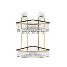 PS Corner Shower Caddy Wall Mounted Bathroom Basket Shelf Adhesive No Drilling Corner Shelf Rack thumbnail-1
