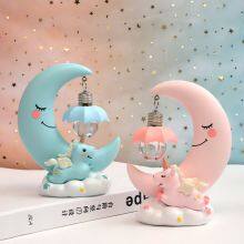 Resin Moon Unicorn LED Night Light Cartoon Baby Nursery Lamps Children Toy Gift Kids Room Craft Table Lights Decor Unicorn Lamp thumbnail-1