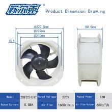 225mm 225x225x80mm ac Axial Resistance Box Fan 22580 ac 220v 380v High CFM Fan Aluminum Frame High Speed Axial Flow Cooling Fan thumbnail-5
