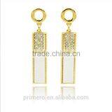 Rolled 18K Gold Plated Enamel Geometric Metal Women Fashion Long Earring thumbnail-2