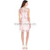 New Arrival Elegant Women Dress Crocheted Round Neck Sleeveless Layered Bodycon Above Knee Short Casual Dress thumbnail-3