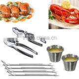 Stainless Steel Seafood Serving Set 8 Piece Included 2 Lobster Crackers ,4 Seafood Forks And 2 Condiment Sauce Cups thumbnail-4