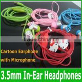 Cute Cartoon earphone 3.5mm In-ear earphone wire Headphone with Microphone for Phones/MP3/MP4 player