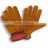 Work Glove Red Cow Split Leather Back Stripped Cotton/ Patch Palm Working Glove