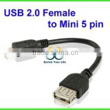 USB 2.0 female to mini5 pin flat cable