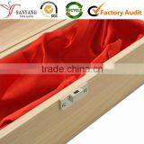 Carving & Engrave Lettering Wood Wine Packing Box With Satin Lining thumbnail-2