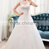 Everning Dress Party dress Ball-Gown Scoop Neck Sweep Train Organza Tulle Lace Wedding Dress With Beading Sequins, OEM service