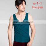 Custom Men's Clothes U- Neck Ribbed Inner Vests cotton bulk blank t-shirts made in china