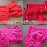 Ladies Blank Knitted Caps Gloves and Scarf Set