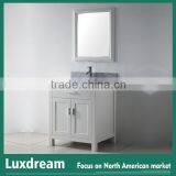 Simple White High Glossy Bathroom Vanity With Solid Oak Wood Legs