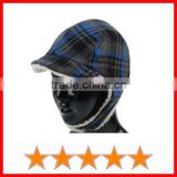 Cheap checked baby polar fleece earflap hat with visor (SU-KH33001)