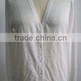 16JW5317 100%linen Woman Knitted Summer Button Closure Cardigan