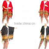 Vintage Retro HIPPIE BOHO Tie Dye Festival Music Beach Fringe Shirt Tunic Tent Kaftan Cover up Cardigan Plus Elephant Print thumbnail-2