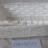 Rect White Wooden Tray With Handle