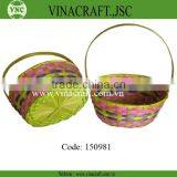 Handmade Colorful Bamboo Basket With Handle thumbnail-1