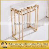 Normcore Golden Console Table With White Marble thumbnail-1