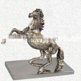 NICKLE PLATED FLYING HORSE STATUE ON METAL BASE FOR HOME DECORATION