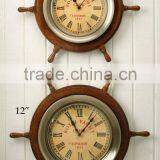 Wall Hanging Marine Style Wood Ship Wheel Clocks thumbnail-1