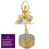 24K Gold Plated Ballet Musical Box With Crystals From Swarovski for Girlfriend Gift thumbnail-1