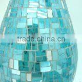 Hotel Decoration Blue Shimmering Mirrored Mosaic Fresh Art Deco Vase thumbnail-6