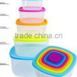 Rainbow Food Storage Set, 7pcs Plastic Food Container, Square Storage Box. thumbnail-1