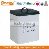 White color black lid steel bird food container