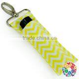 Grey Chevron Fabric Cotton Custom Key Holder Chapstick Lip Balm Holder thumbnail-3