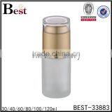 China New Products Cosmetic Lotion Frosted Glass Cosmetic Bottle 100 ml White pp Pump and Gold Aluminum Cap thumbnail-1