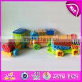 2015 Educational Colorful Pull Along Wooden Block Train Toy for Baby W05C018 thumbnail-2